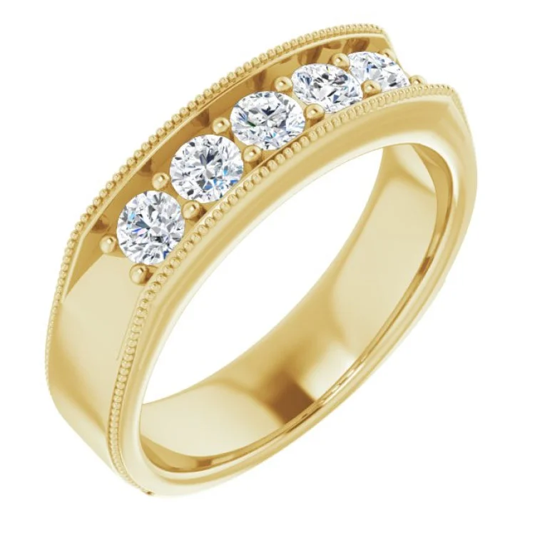 women’s diamond cluster rings-14K Yellow 3/4 CTW Natural Diamond Milgrain Band