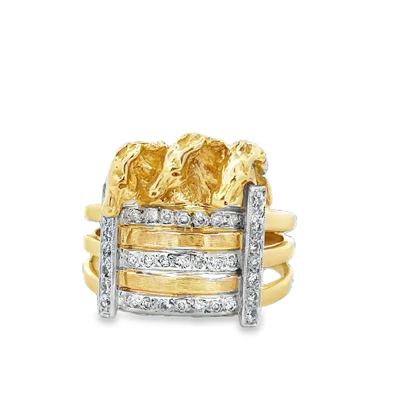 women’s halo engagement rings-Equestrian Diamond Ring in 18k Yellow Gold