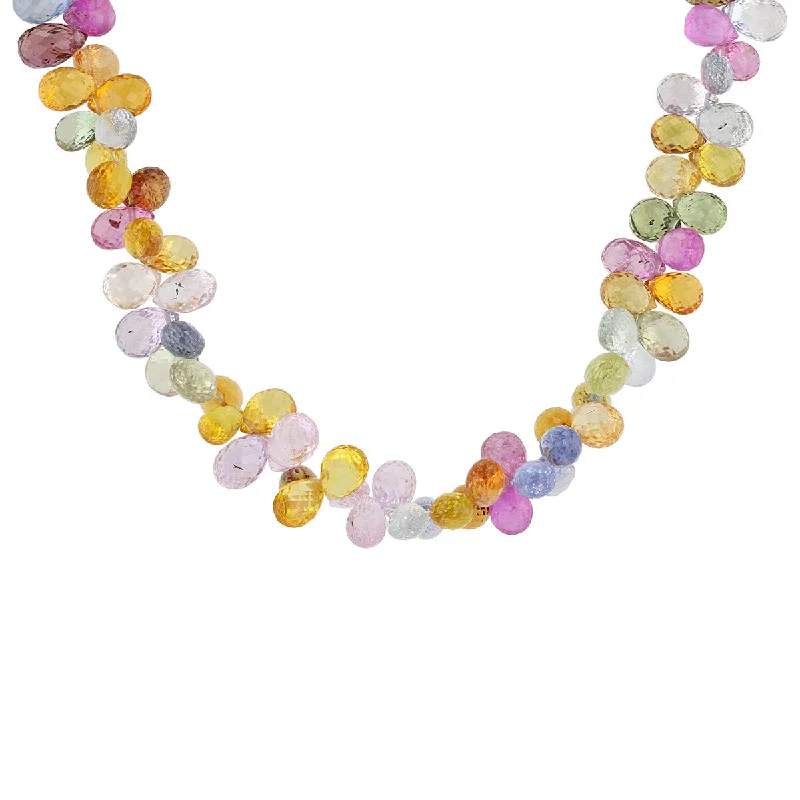 women’s diamond choker necklaces-Pear Shape Multicolor Sapphire Necklace