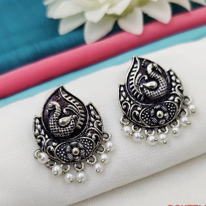 women’s fashion earrings-Fancyla Oxidised Plated Pearls Dangler Earrings