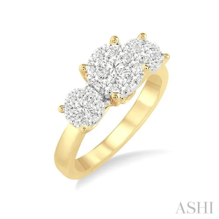 women’s custom engagement rings-1/2 Ctw Lovebright Round Cut Diamond Ring in 14K Yellow and White Gold