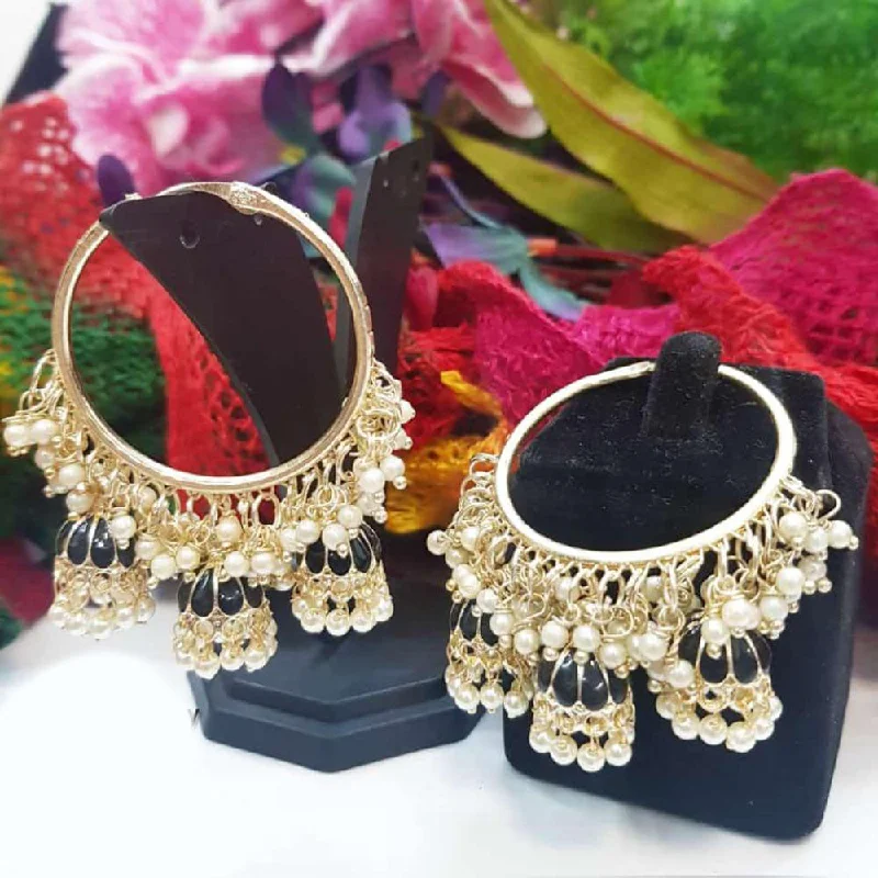 women’s chandelier earrings-Manisha Jewellery Gold Plated Meenakari And Pearls Jhumki Earrings