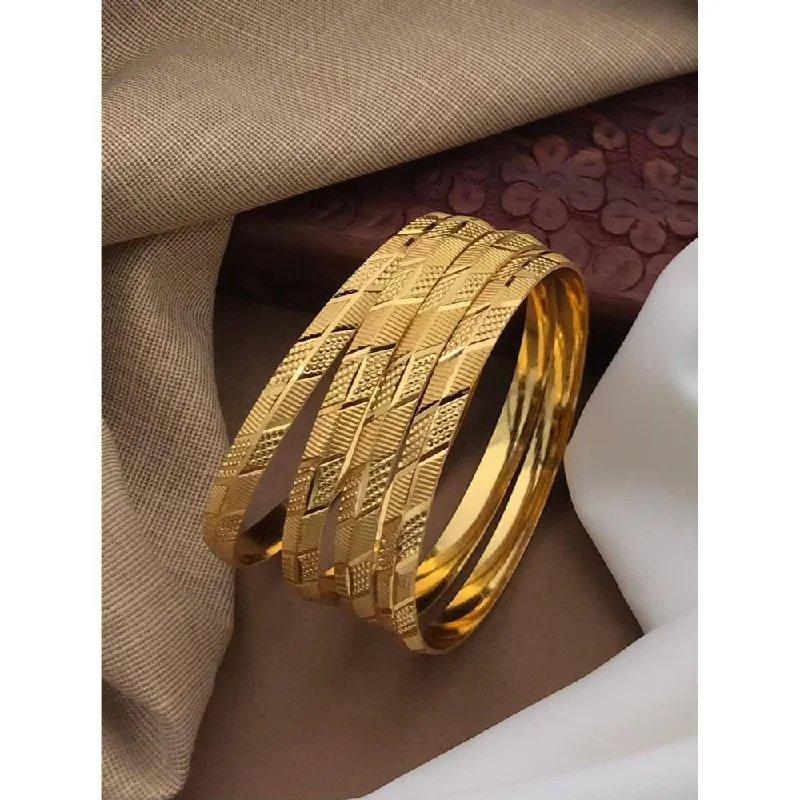 women’s beaded bracelets-Akruti Collection Gold Plated Bangles Set