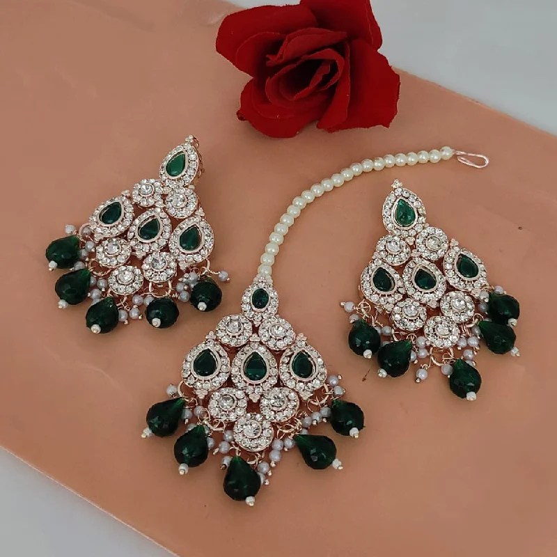 women’s cute earrings-Lucentarts Jewellery Austrian Stone Earrings with Mangtikka