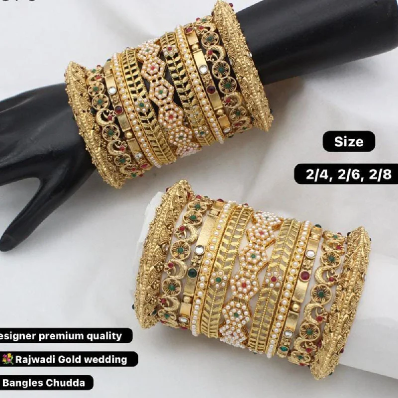 women’s pearl charm bracelets-Manisha Jewellery Gold Plated Bangles Set