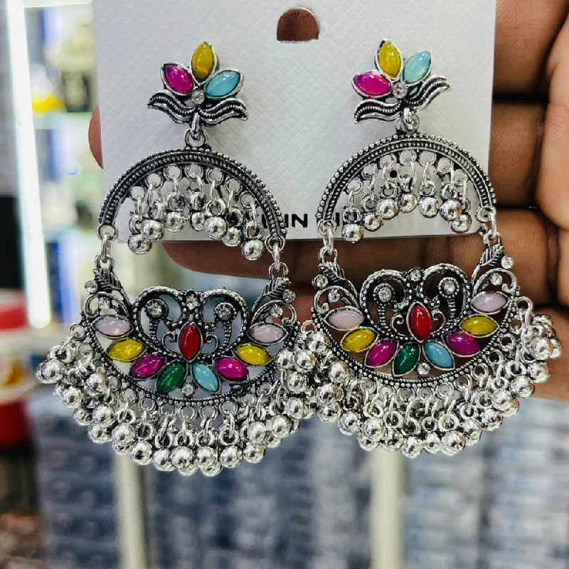 women’s multicolor earrings-Manisha Jewellery Oxidised Plated Crystal Stone And Ghungroo Dangler Earrings