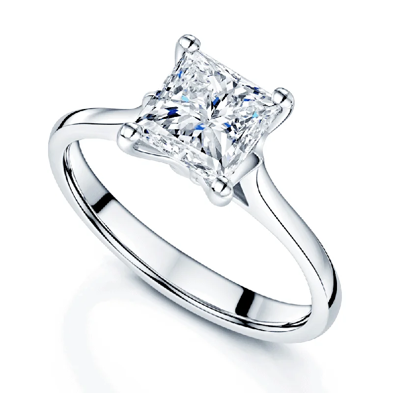 women’s diamond solitaire engagement rings-Platinum GIA Certificated Carat Princess Cut Solitaire Diamond Ring