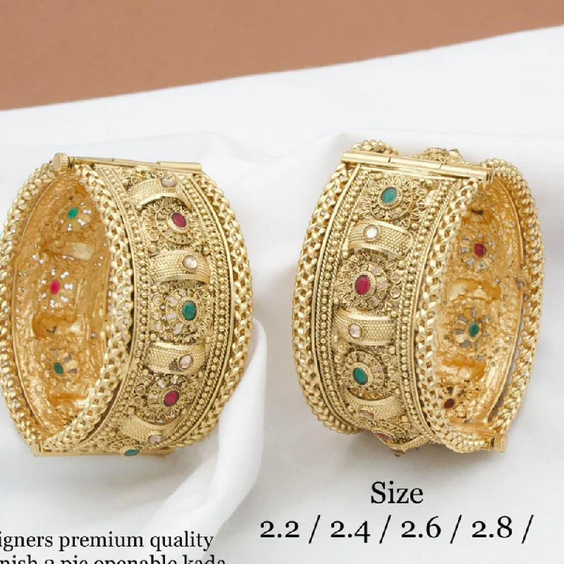 women’s statement bangles-Manisha Jewellery Gold Plated Pota Stone Bangles Set