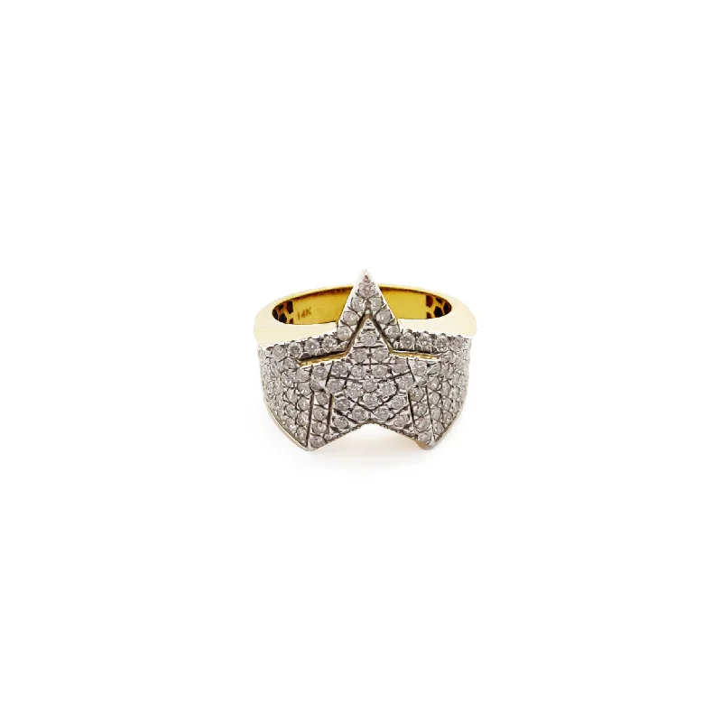 women’s gold diamond engagement rings-Diamond Iced-Out Emerging Star Diamond Ring (14K)