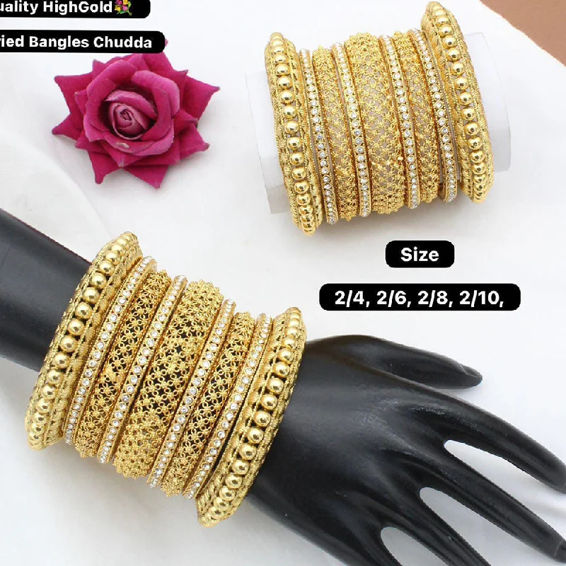 women’s bridal bangles-Manisha Jewellery Gold Plated bangles Set