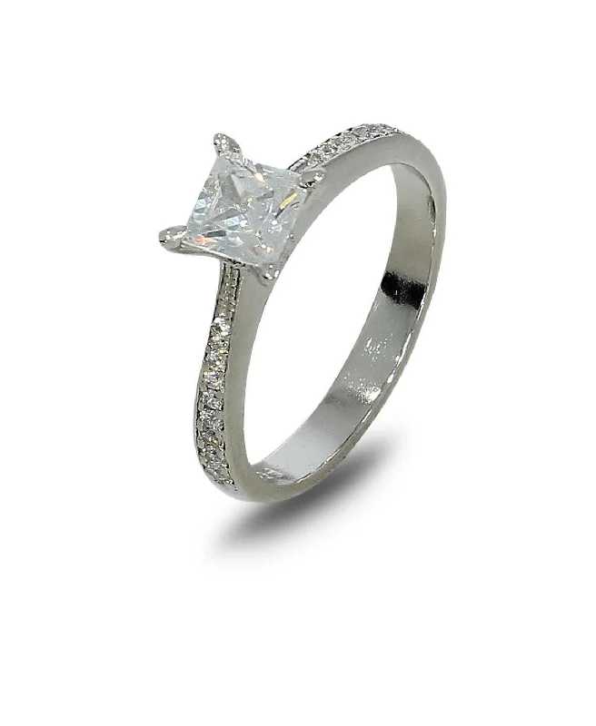 women’s fashion statement rings-Sterling Silver Solitaire Ring