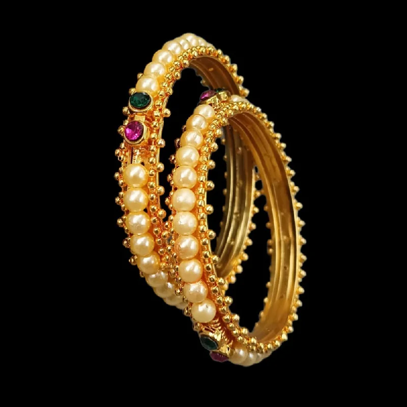 women’s matching bangles-Manisha Jewellery Gold Plated Pearl Bangles Set