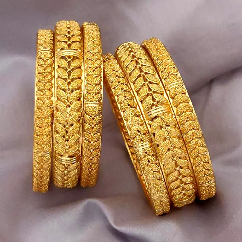 women’s adjustable bracelets-H K Fashion Gold Plated Bangles Set