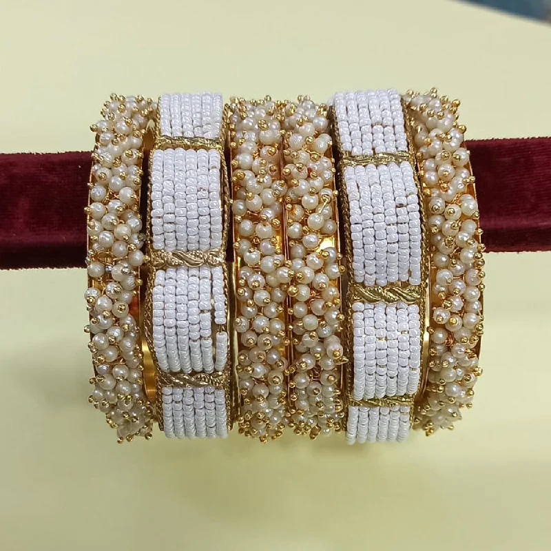 women’s vintage bangles-Manisha Jewellery Gold Plated Pearl Bangles Set