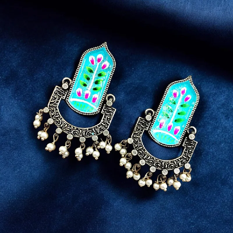 women’s chandelier earrings-Maharani Jewels Oxidised Plated Pearls Dangler Earrings