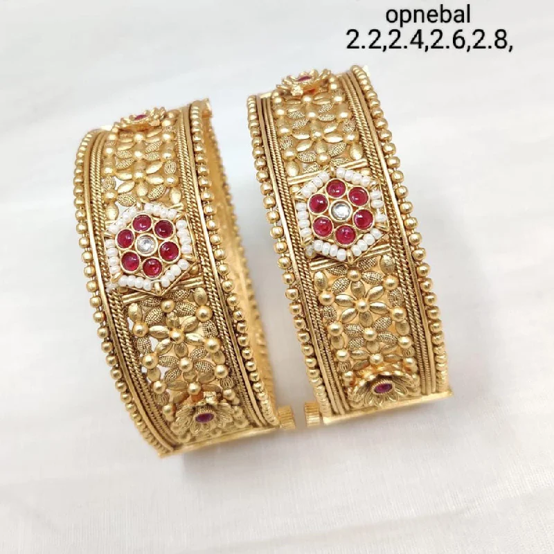 women’s chain link bracelets-Manisha Jewellery Gold Plated Bangles Set