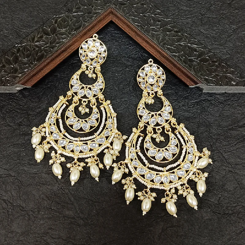 women’s gemstone earrings-Darshana Jewels Gold Plated Kundan Stone Dangler Earrings