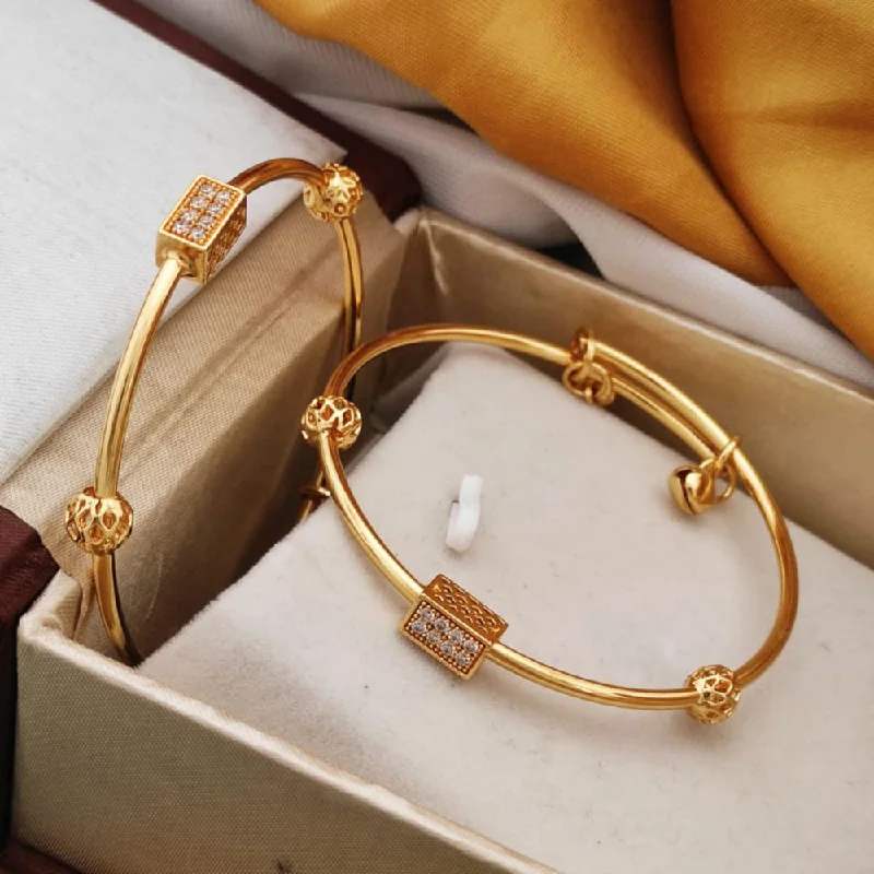 women’s luxurious bracelets-H K Fashion Gold Plated Adjustable Bangles Set