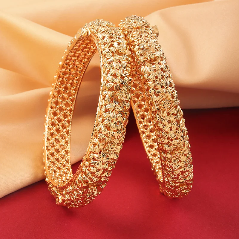 women’s infinity bracelets-Raddhi Jewels Gold Plated Openable Bangles Set