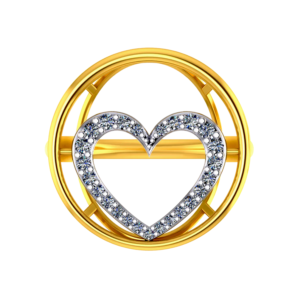 women’s princess cut diamond engagement rings-18k Diamond Ring With A Diamond-studded Heart Inside A Concentric Circle On Top