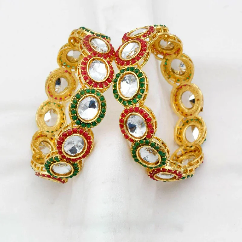 women’s stretch bracelets-Manisha Jewellery Gold Plated Crystal Stone Bangles Set