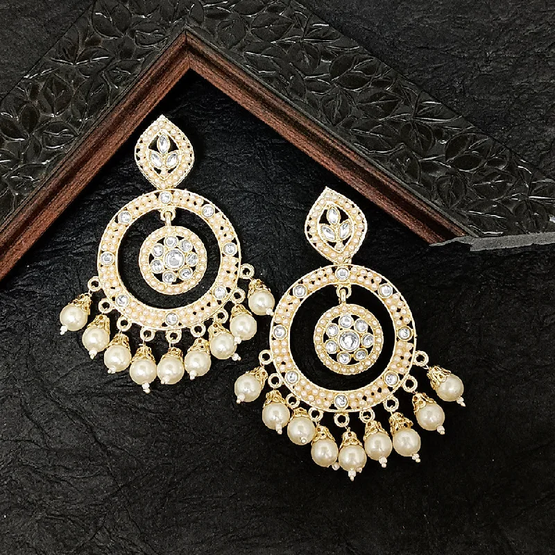 women’s designer earrings-Darshana Jewels Gold Plated Kundan Stone Dangler Earrings