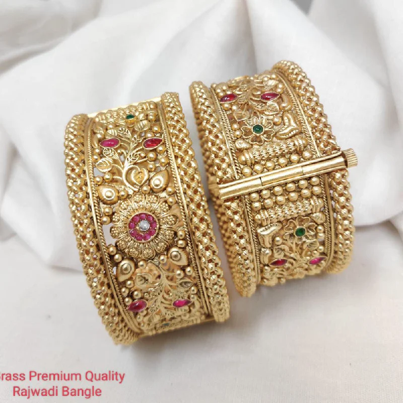 women’s elegant bracelets-Manisha Jewellery Gold Plated Brass Openable Bangles Set