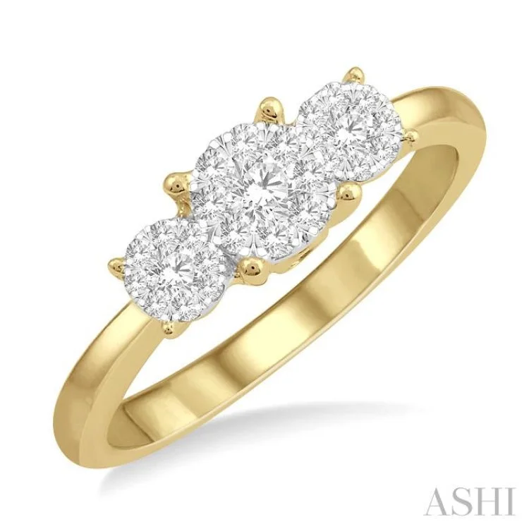 women’s platinum engagement rings-1/3 Ctw Lovebright Round Cut Diamond Ring in 14K Yellow and White Gold