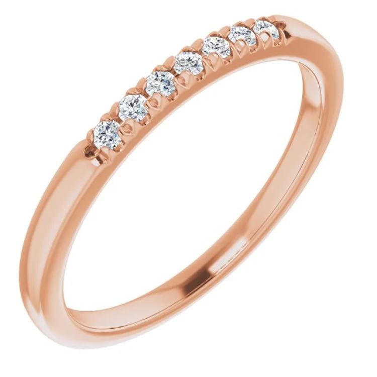 women’s elegant rings-14K Rose 1/10 CTW Natural Diamond Anniversary Band