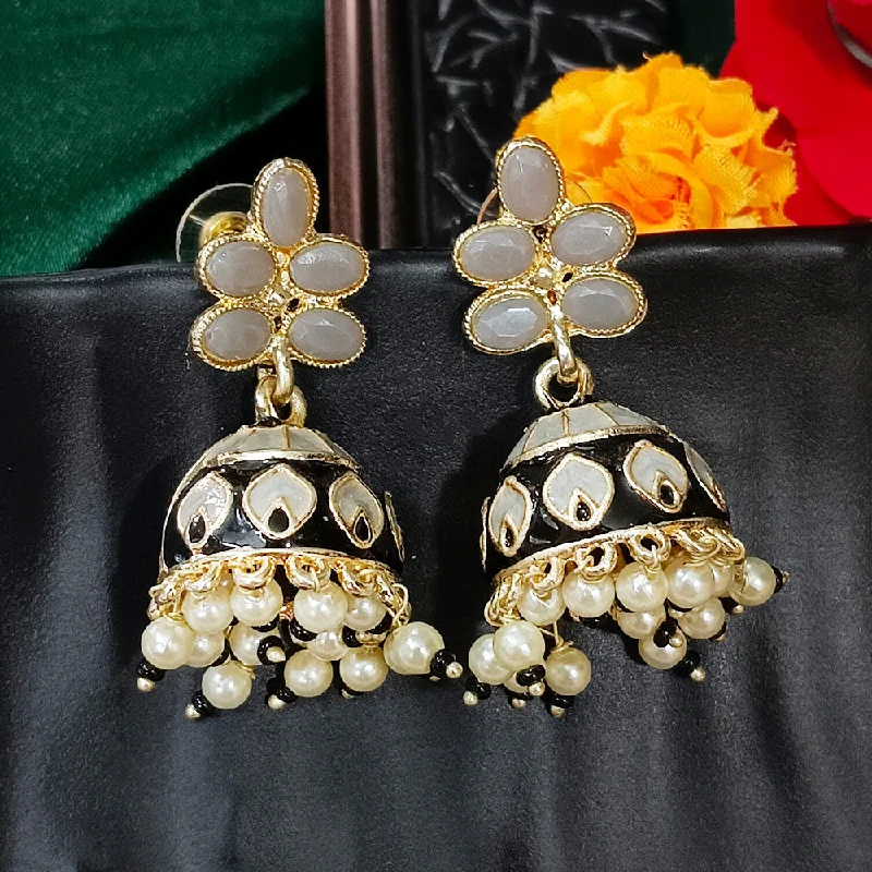 women’s custom earrings-Darshana Jewels Gold Plated Mennakari Jhumki Earrings