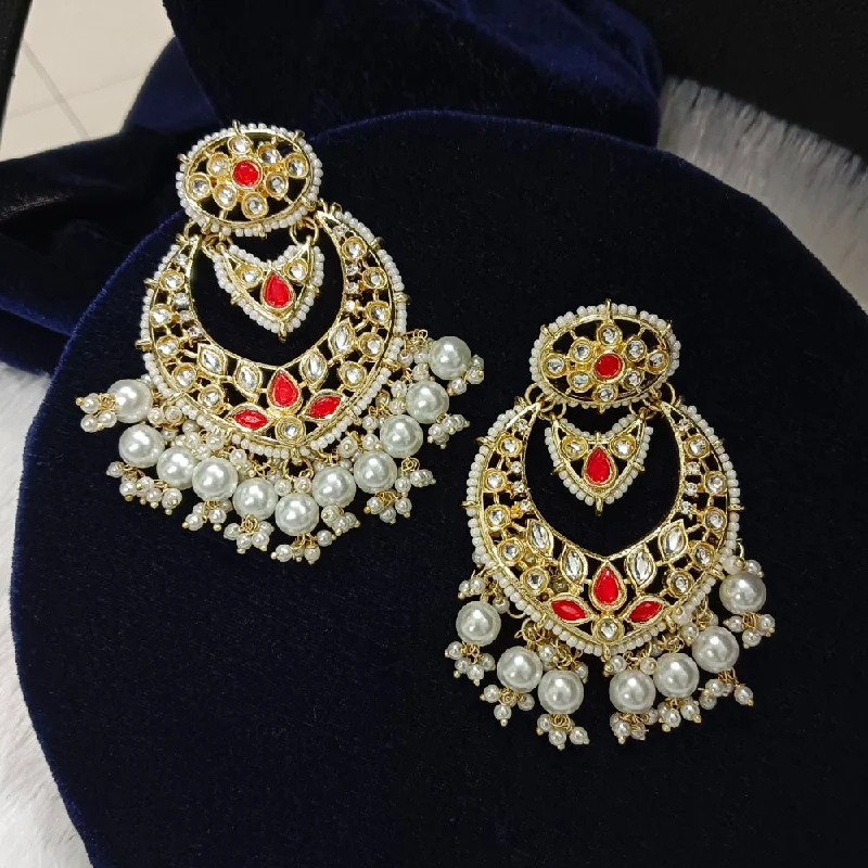 women’s sparkling diamond earrings-Darshana Jewels Kundan Stone Gold Plated Dangler Earrings