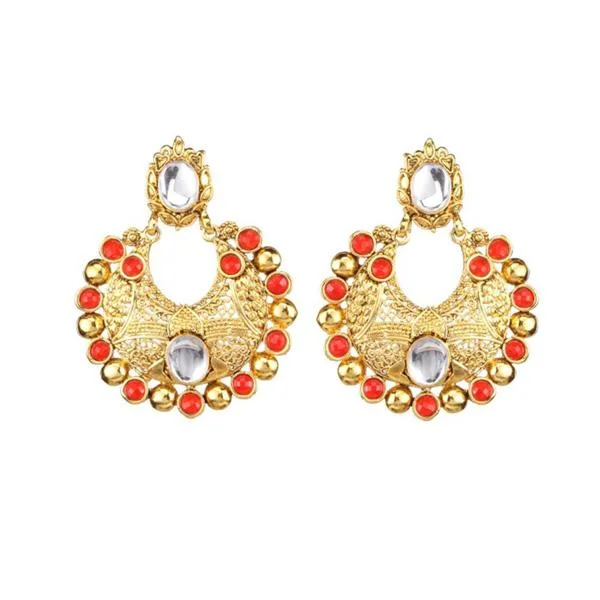 women’s black earrings-The99Jewel Gold Plated Pota Stone Chandbali Earrings