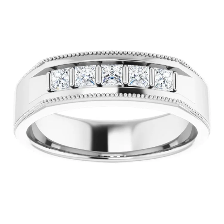 women’s sapphire wedding rings-14K White 1/2 CTW Natural Diamond Milgrain Band