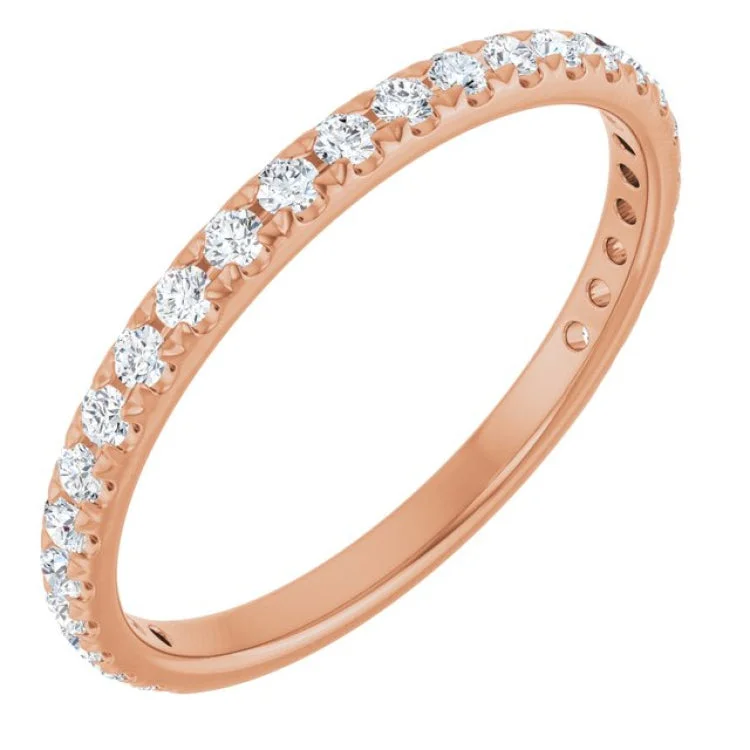 women’s cubic zirconia rings-14K Rose 1/3 CTW Lab-Grown Diamond French-Set Anniversary Band