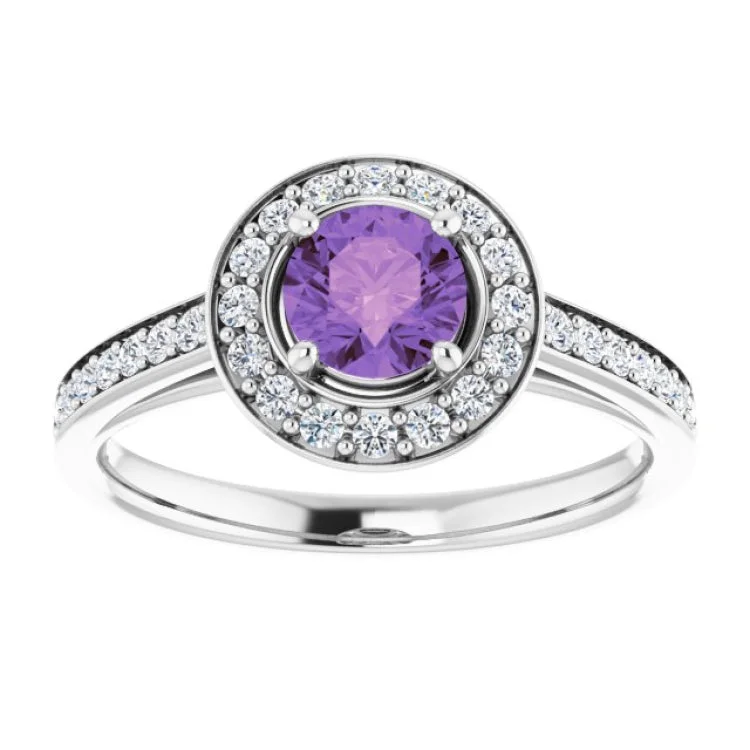 women’s modern engagement rings-Sterling Silver Natural Amethyst & 1/3 CTW Natural Diamond Ring