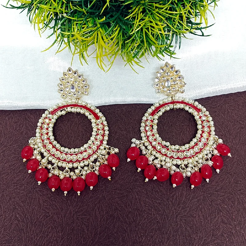 women’s silver earrings-Darshana Jewels Gold Plated Kundan Dangler Earrings