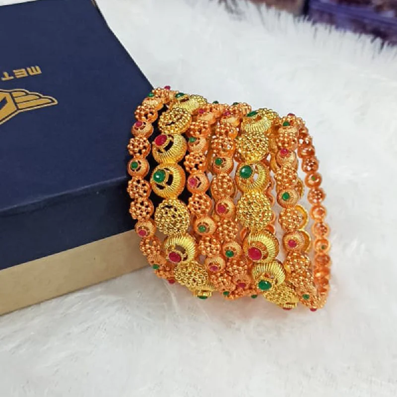 women’s gemstone bracelets-Manisha Jewellery Gold Plated Bangles Set