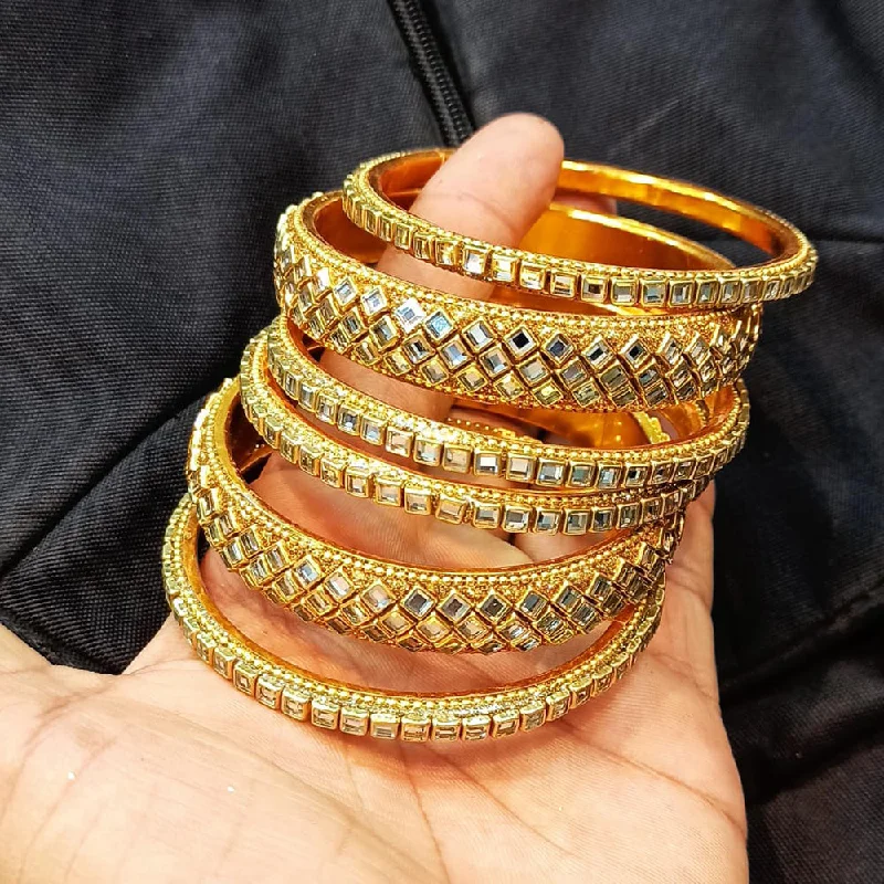 women’s infinity bracelets-Manisha Jewellery Gold Plated Mirror Bangles Set