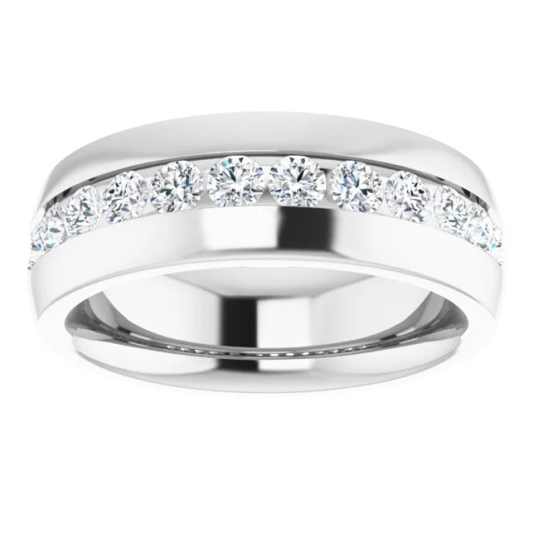 women’s wedding bands-10K White 1 3/8 CTW Natural Diamond Band