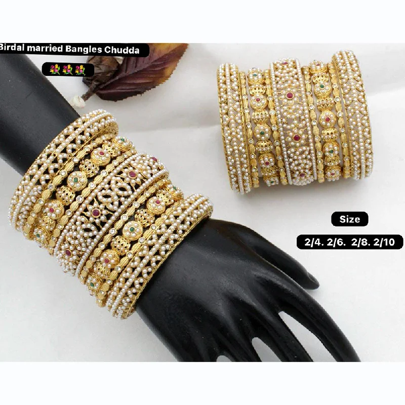 women’s sparkly bracelets-Manisha Jewellery Gold Plated Pearl  bangles Set