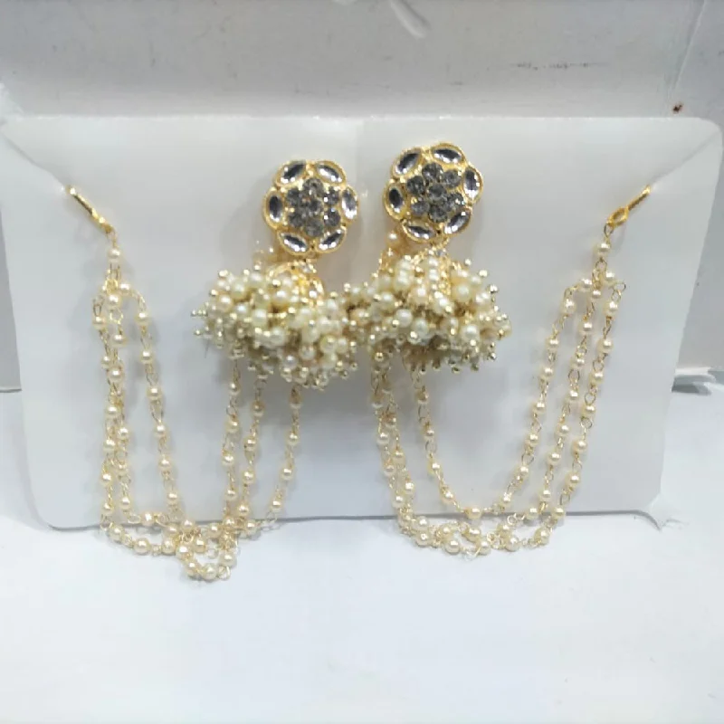 women’s stylish hoop earrings-Manisha Jewellery Gold Plated Pearl And Kundan Kanchain Jhumki Earrings