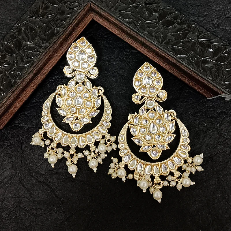 women’s rose gold earrings-Darshana Jewels Gold Plated Kundan Stone Dangler Earrings