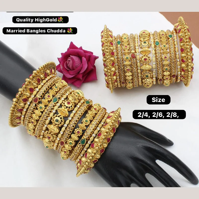 women’s trendy bracelets-Manisha Jewellery Gold Plated Bangles Set