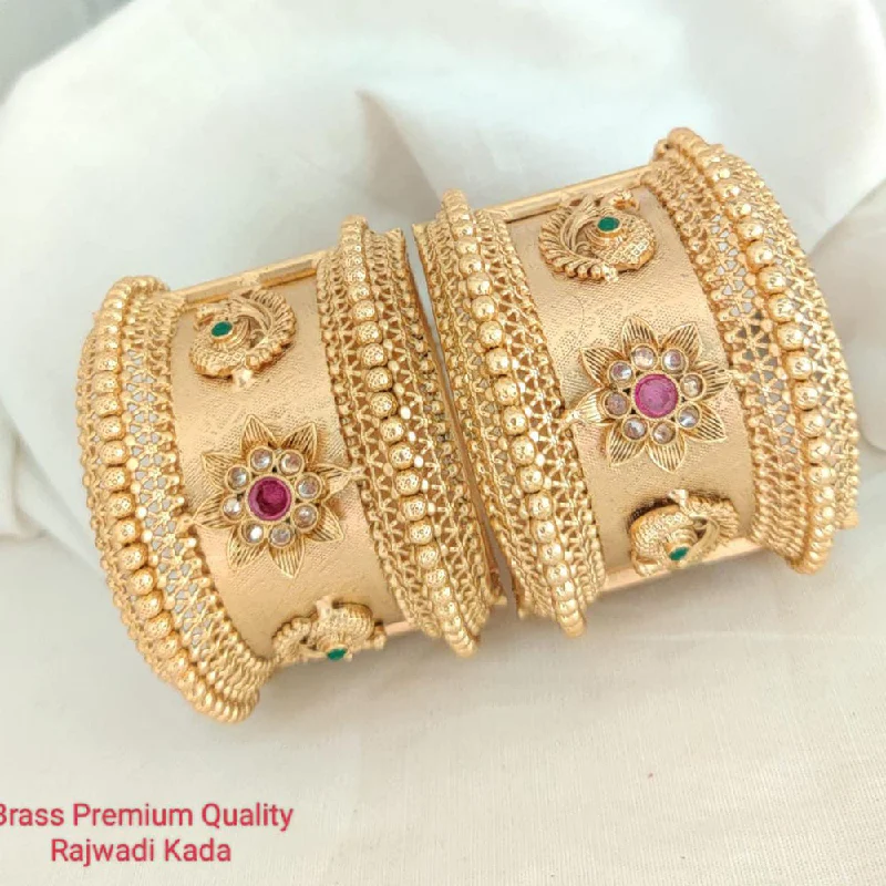 women’s rhinestone bracelets-Manisha Jewellery Gold Plated Brass Bangles Set