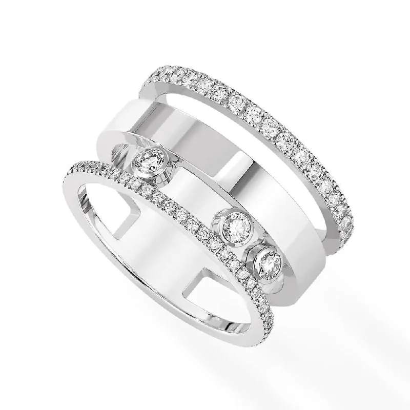 women’s designer engagement rings-18ct White Gold Move Romane Large Diamond Ring