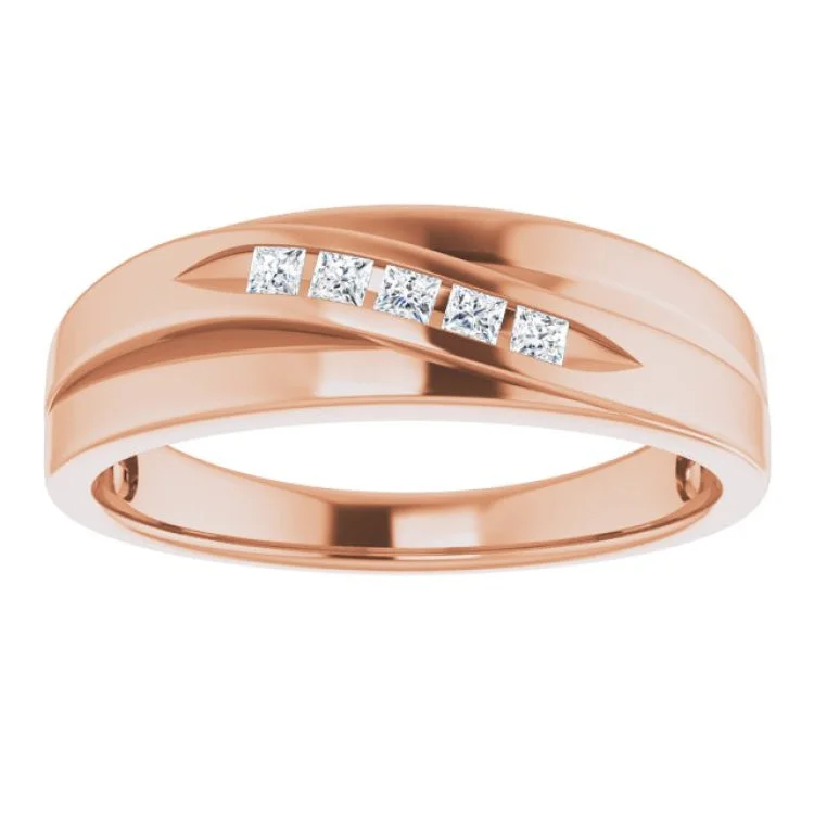 women’s heart-shaped engagement rings-14K Rose 1/6 CTW Natural Diamond Band