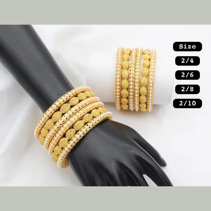 women’s elegant cuff bracelets-Manisha Gold Plated Pearl  Bangles Set