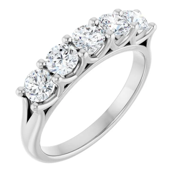 women’s unique rings-Platinum 1 CTW Lab-Grown Diamond Anniversary Band