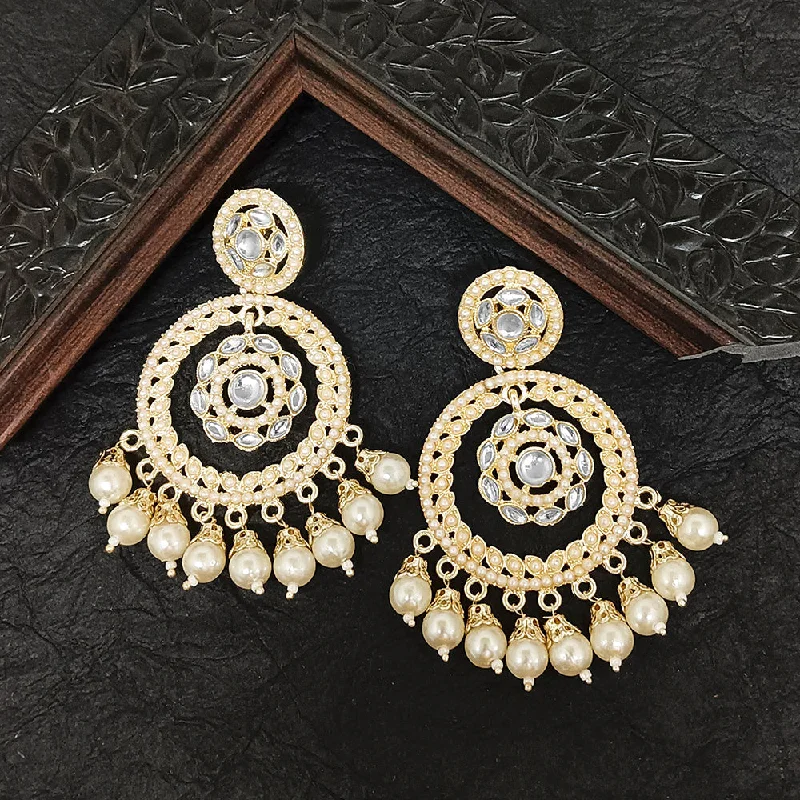 women’s silver drop earrings-Darshana Jewels Gold Plated Kundan Stone Dangler Earrings