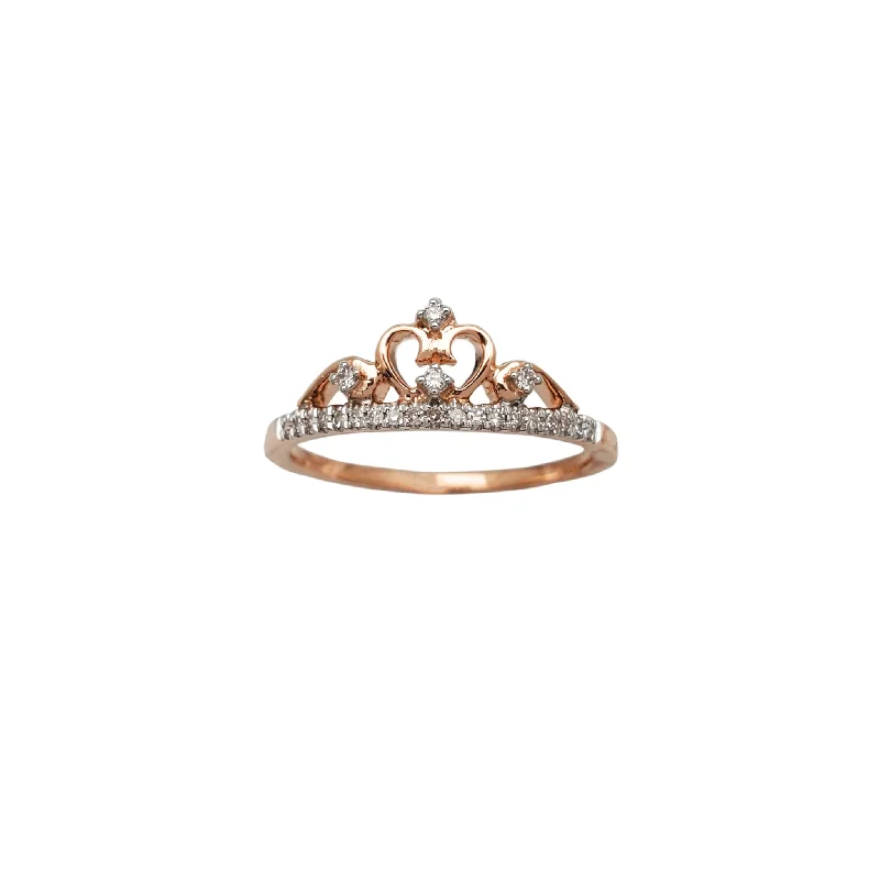 women’s round cut engagement rings-Rosy Princess Circlet Diamond Ring (14K)